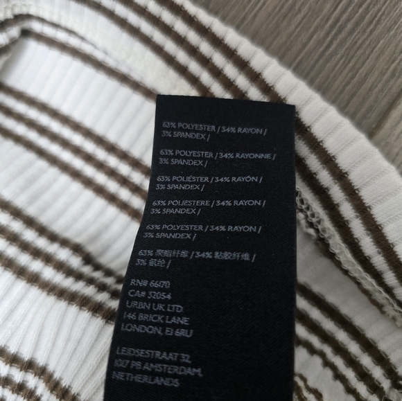 Daily Practice Anthrologie Ribbed Striped Brown White Vneck Size Medium - Picture 7 of 9